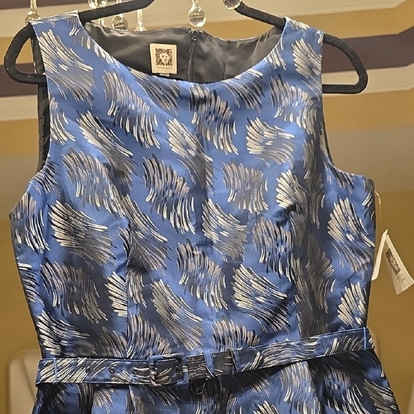 Anne Klein Blue and Black Patterned Mini Dress - Picture 4 of 16